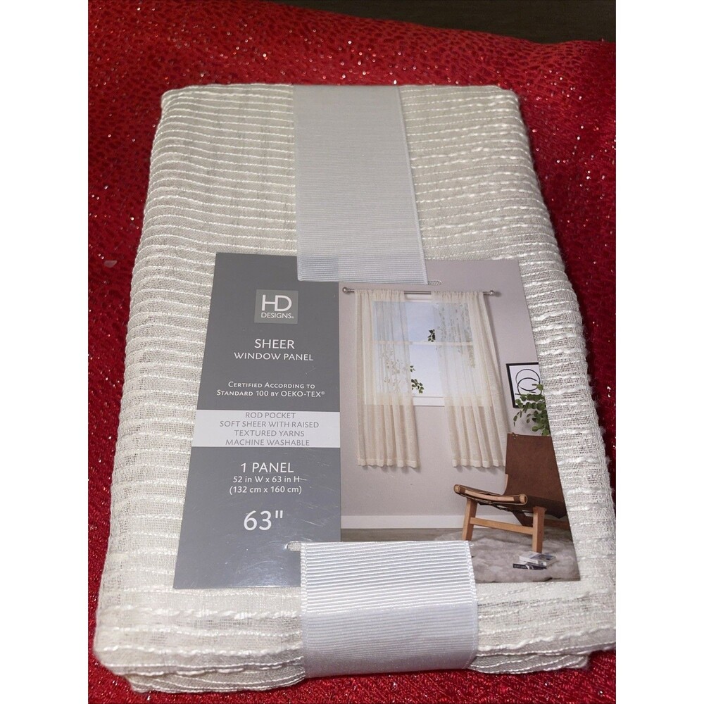 New Sheer 63-Inch Rod Pocket Window Curtain Panel Tofu HD Raised Texture